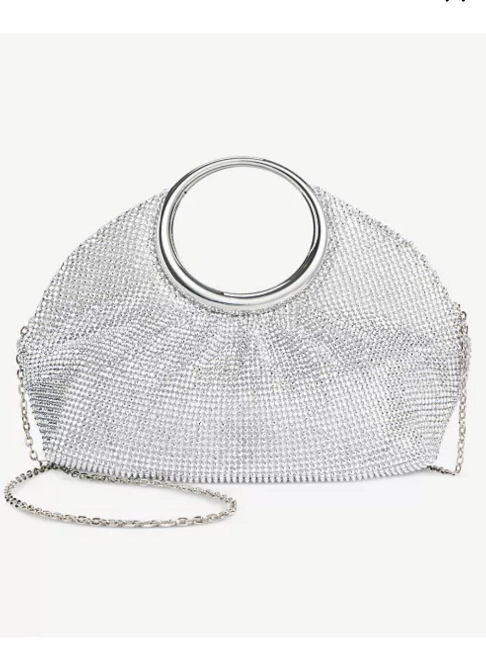 INC International Concepts Silver Crystal Mesh Wristlet with Chain